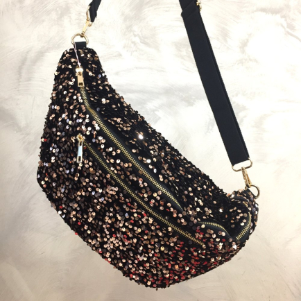 Sac banane double-zip sequins synthétique 0923518 doré