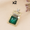 Pin's X2 flacon de parfum love métal strass 0623506 vert foncé
