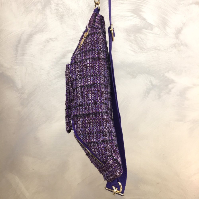 Sac banane tweed pied de coq pied de poule 0923523 violet