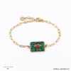 Bracelet acier inoxydable pendentif rococo pierre véritable 0222534 vert