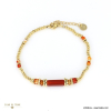 Bracelet billes acier inoxydable pierre naturelle 0222562 rouge bordeaux