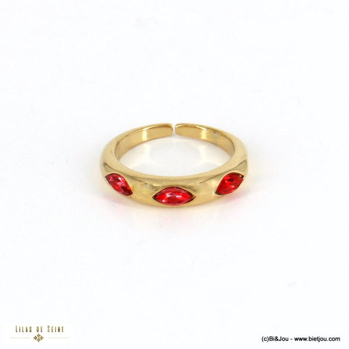 Bague acier inoxydable strass navettes colorés 0422521 rouge bordeaux Bague acier inoxydable strass navettes colorés 0422521 rouge bordeaux