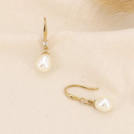 Boucles d'oreille acier inoxydable strass perles acrylique femme 0323596 doré