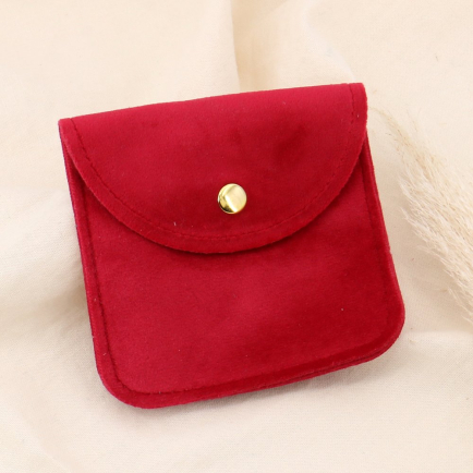 Grandes pochettes X10 PIECES, velours fermoir bouton pression pour cadeaux bijoux 0623518 rouge