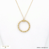 Long collier acier inoxydable anneau torsadé 0123007 doré