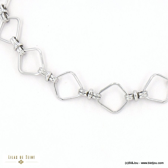 Collier acier inoxydable chaîne géométrique 0123014 argenté