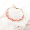 Bracelet acier inoxydable rondelles pierre chaîne rectangle 0223066 rouge corail
