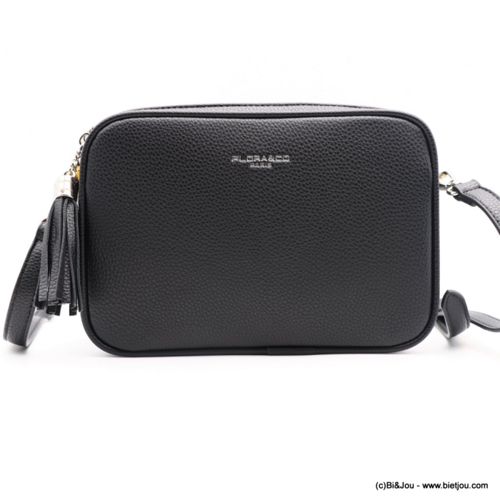 SAC BOX FLORA&CO SIMILI-CUIR GRAINÉ POMPON TASSEL FEMME 0922053 noir SAC BOX FLORA&CO SIMILI-CUIR GRAINÉ POMPON TASSEL FEMME 0922053 noir