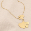 Collier acier inoxydable pendentif feuilles ginkgo femme 0124022 doré
