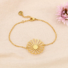 Bracelet acier inoxydable pendentif fleur striée 0224023 doré