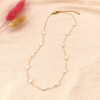 Collier acier inoxydable perle imitation acrylique femme 0124115 blanc