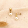 Boucles d'oreilles acier inoxy goutte bille acrylique femme 0323594 doré