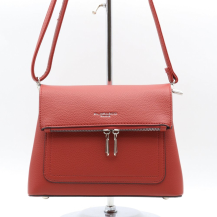 Sac porte épaule simili-cuir grainé rabat zippé Flora&Co femme 0924035 rouge