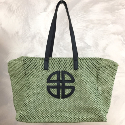 Grand cabas raphia simil-cuir femme 0924040 vert