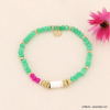 Bracelet élastique perles pierre nacre acier inoxydable 0223071 vert