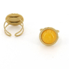 Bague ronde acier inoxydable cabochon pierre femme 0423006 jaune