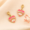 2 charms breloques coeur oeil émail acier inoxydable 0624059 fushia
