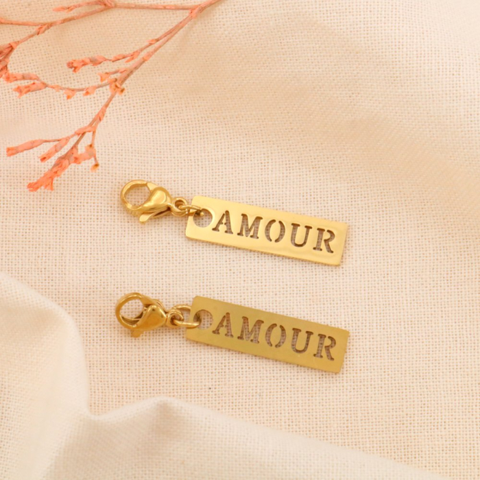 2 charms breloques AMOUR ajouré 0624029 doré