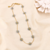 COLLIER ACIER INOXYDABLE FLEURS BILLE FACETTÉE CRISTAL 0124135 violet