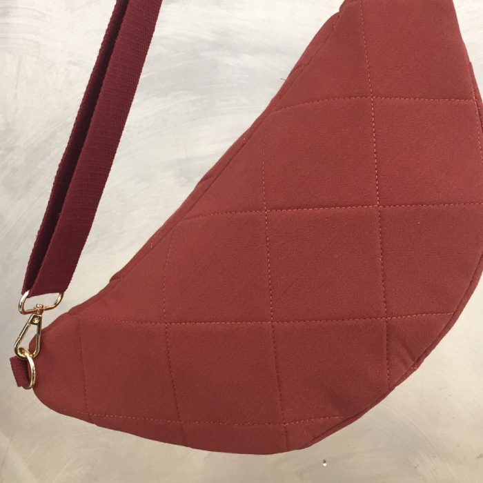 Sac banane matelassé tissu losange 0924042 orange foncé