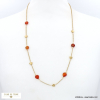 Sautoir acier perles coeur pierre chaîne maille gourmette 0122502 marron
