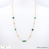 Sautoir acier inoxydable perles pierre naturelle 0122503 vert foncé