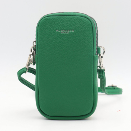 Pochette smartphone/téléphone Flora&Co simili-cuir grainé 2 fermetures zip 0923014 vert