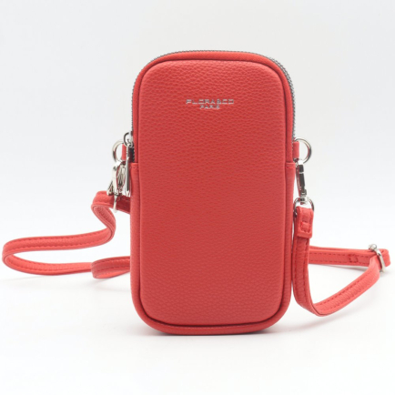 Pochette smartphone/téléphone Flora&Co simili-cuir grainé 2 fermetures zip 0923014 rouge