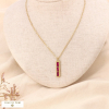 Collier court gros maillons et tige en acier et strass rectangles pour femme 0123531 fushia