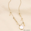 Collier acier inox tiges pièce pierre ou nacre véritable femme 0123111 blanc