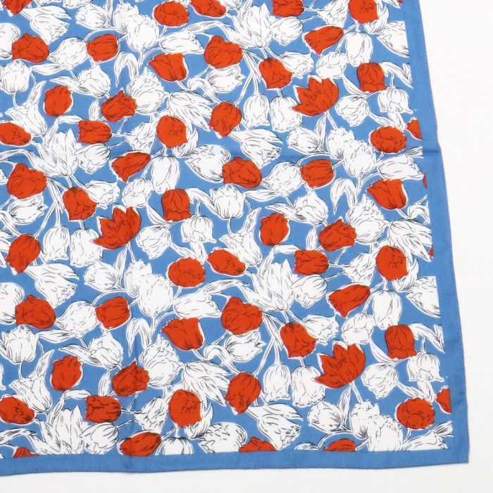 Carré hiver vintage fleurs polyester viscose 0724509 bleu