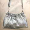 Sac porté épaule cuir véritable brillant haut plissé 0924513 argenté