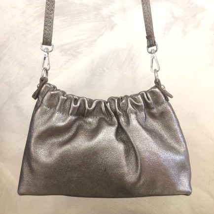 Sac porté épaule cuir véritable brillant haut plissé 0924513 bronze