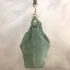 Sac porté épaule cuir véritable daim haut plissé 0924514 vert aqua