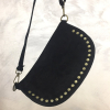 Sac banane cuir véritable daim petits clous dorés 0924517 noir