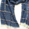 Echarpe longue carreaux colorés frange femme 0724514 bleu foncé Echarpe longue carreaux colorés frange femme 0724514 bleu foncé