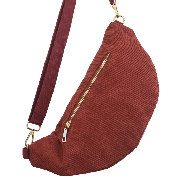 Sac banane façon velours côtelé ou léopard 0923023 orange foncé