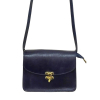 Sac porté épaule rigide cuir véritable style pleine fleur 0922547 bleu marine