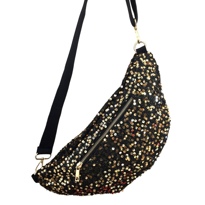 Sac banane synthétique sequins 0923515 doré