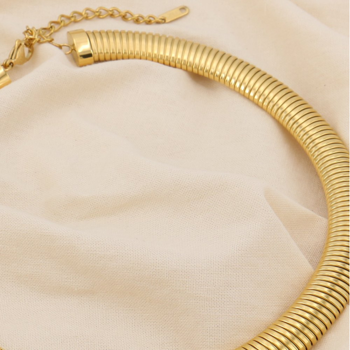 Collier torque acier inoxydable minimaliste contemporain 0124606 doré