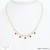 Collier breloques effet pique pierres acier inoxydable 0122536 rouge bordeaux
