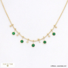 Collier breloques effet pique pierres acier inoxydable 0122536 vert foncé