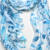 Foulard Mousseline Coton Viscose Imprimé Floral Pastel 0725013 bleu