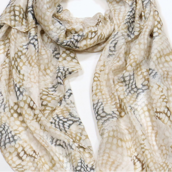 Foulard Mousseline Coton Viscose Motif Serpent 0725006 naturel/beige