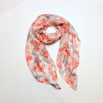 Foulard Mousseline Coton Viscose Motif Serpent 0725006 rouge