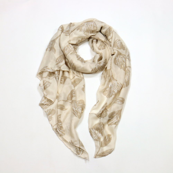 Foulard Mousseline Coton Viscose Motifs Élégants Irisés 0725007 naturel/beige