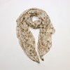 Foulard Voile Coton Vert Viscose Motifs Floraux 0725005 naturel/beige