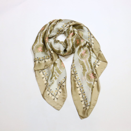 Foulard Soie Viscose Floral Etoile 0725001 naturel/beige