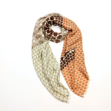 Étole Coton Viscose Motifs Géométriques Multicolores 0725017 marron