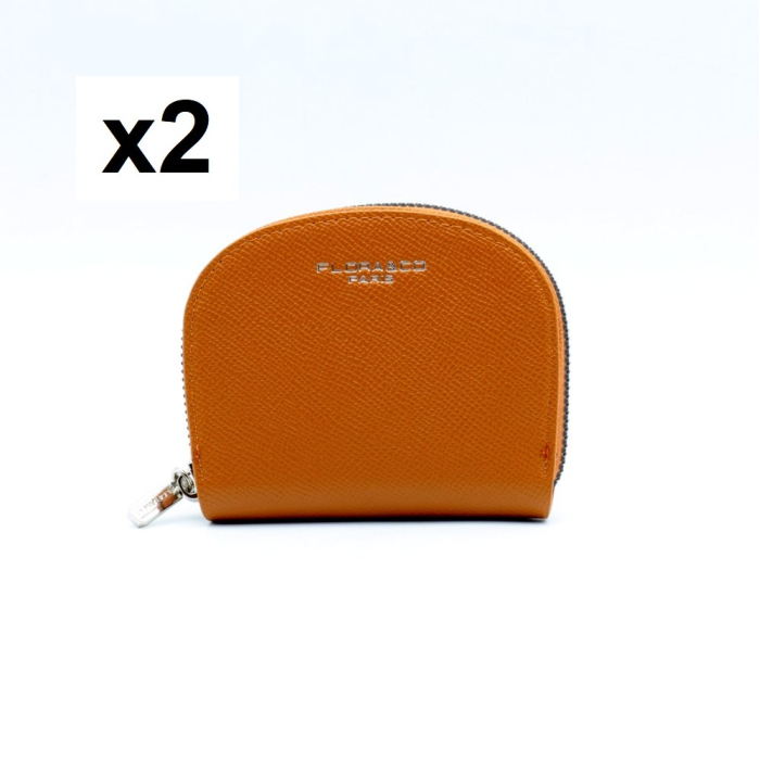 Porte-Monnaie Zippé simili-cuir texturé Flora&Co 0925003 (lot de 2) cognac